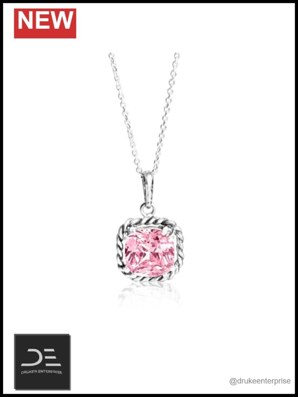 925 Sterling Silver Pendant Necklace for Women CZ Lobster Clasp 18"